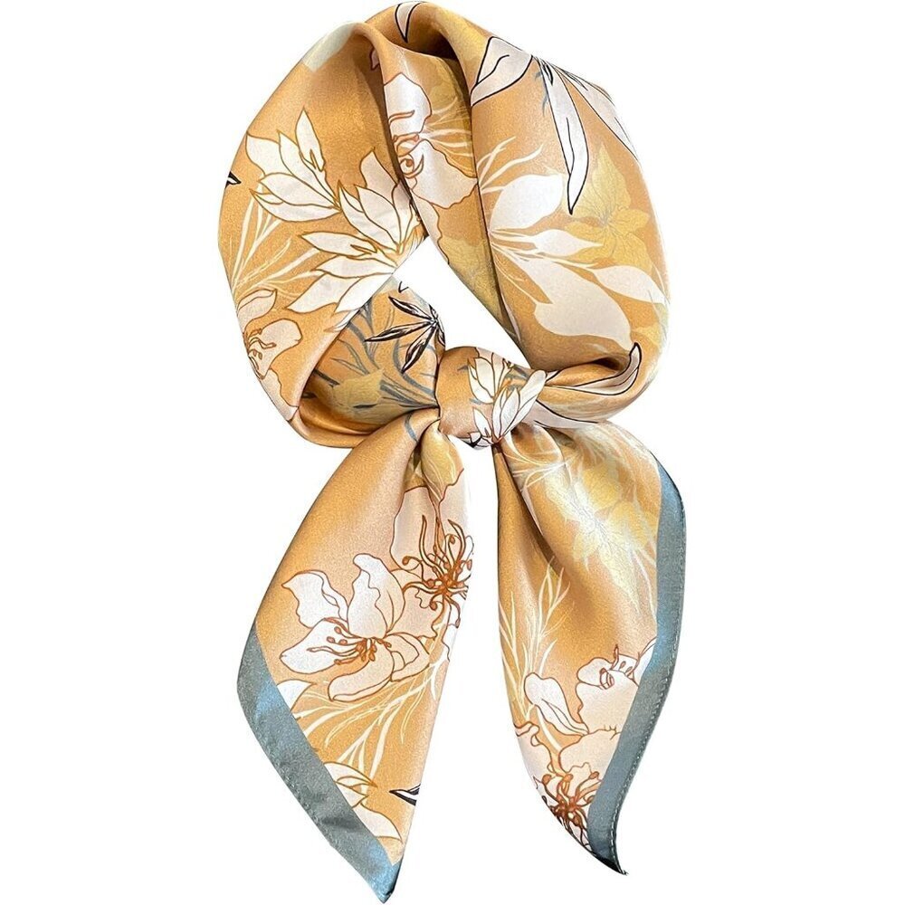 Pure Mulberry 23-khaki Silk Square Scarf Women Soft Head Neck Scarf Gift Packed